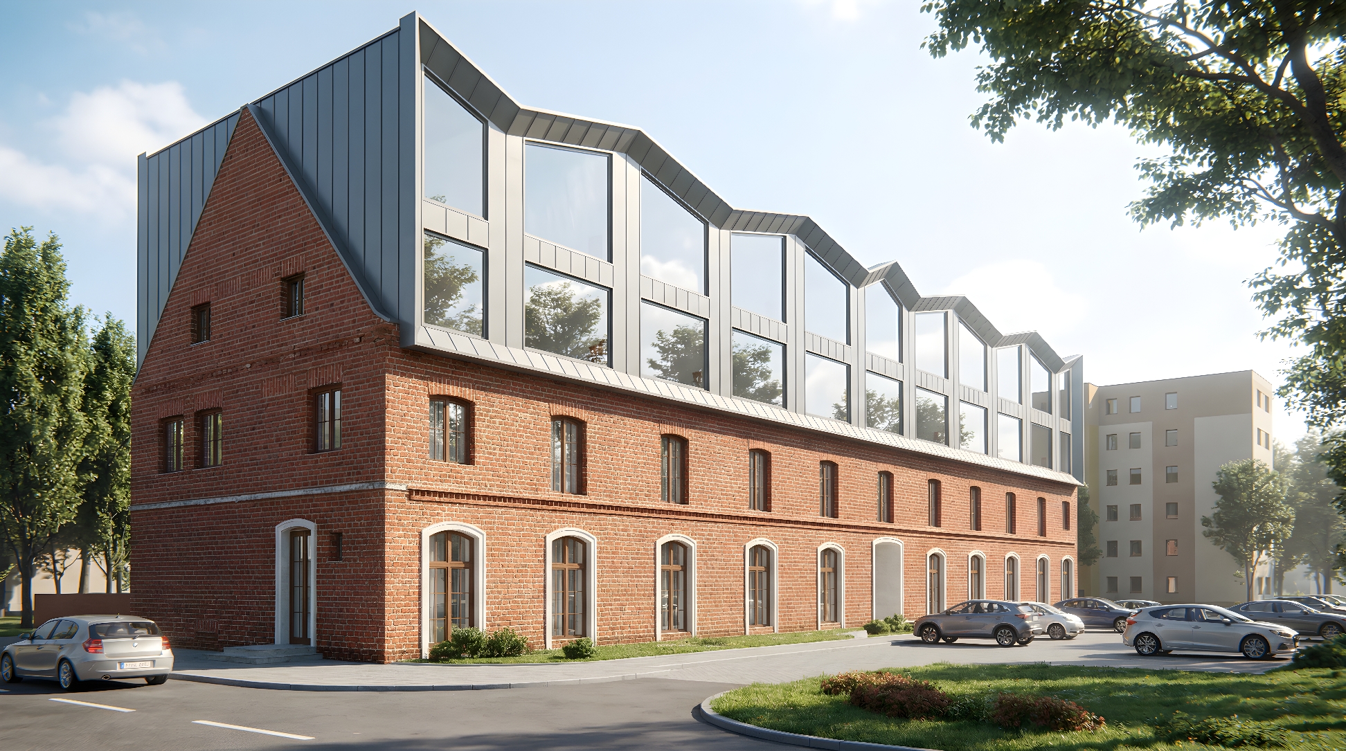 wizualizacja hotelu w zabudowie historycznej Gdańsk widok dzienny